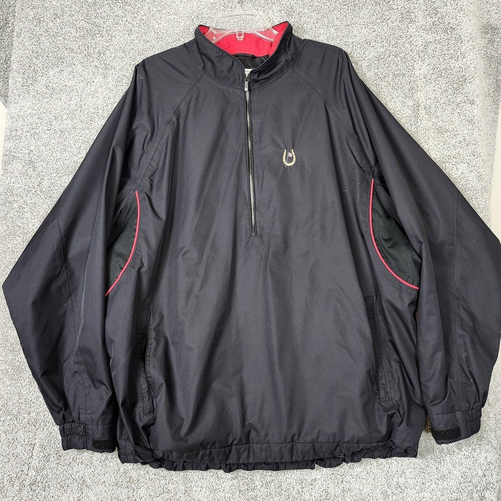 FootJoy DryJoys Tour Collection Pullover Jacket Mens 2XL Black Golf Windbreaker